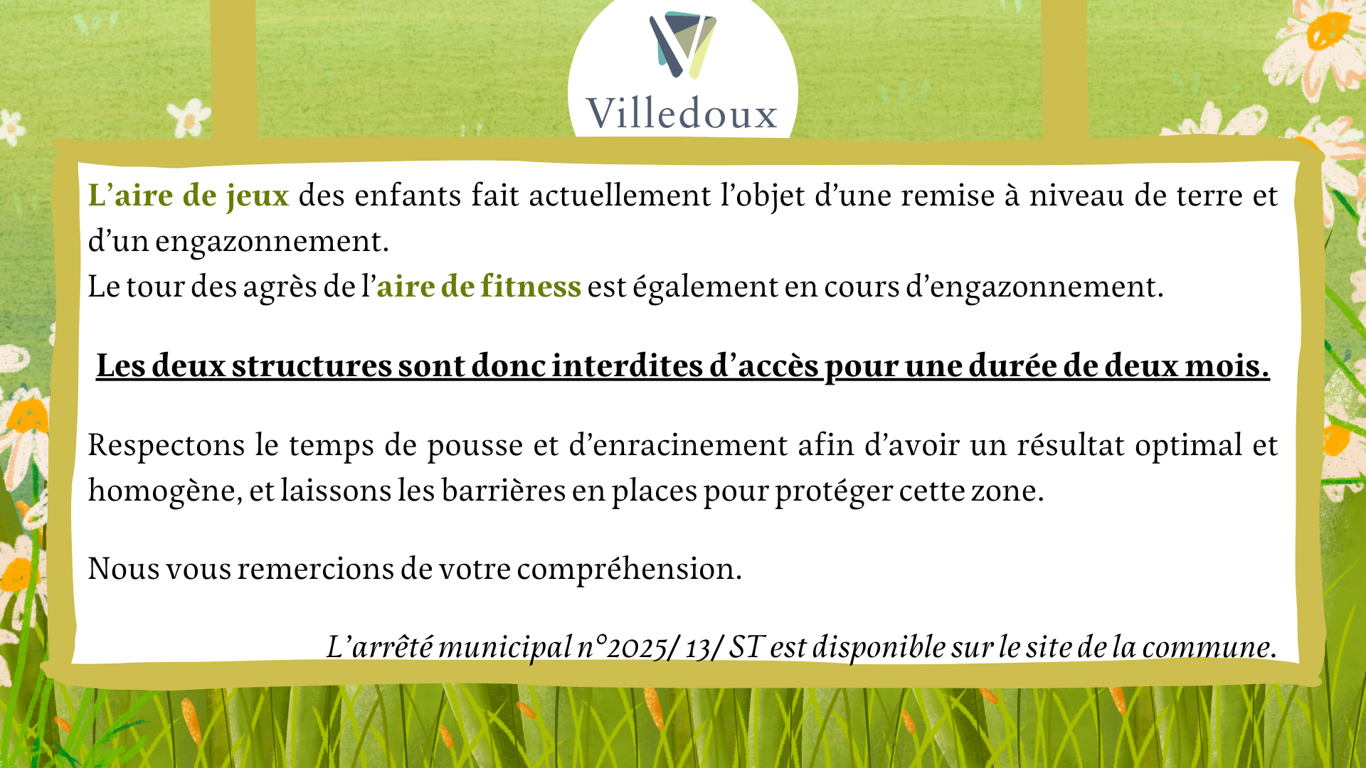 Prairie avec texte d'information 